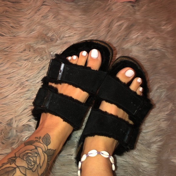 fuzzy birkenstock sandals